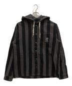 stussyステューシー）の古着「Hooded Flannel Shirt」｜グレー