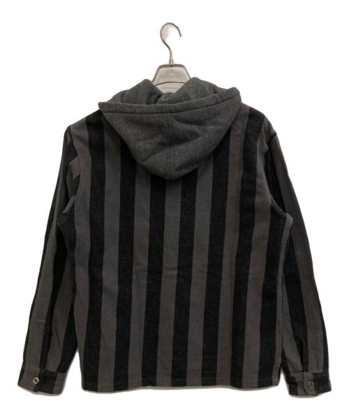stussy（ステューシー）stussy (ステューシー) Hooded Flannel Shirt グレー サイズ:Mの古着・服飾アイテム
