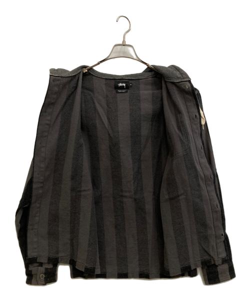 stussy（ステューシー）stussy (ステューシー) Hooded Flannel Shirt グレー サイズ:Mの古着・服飾アイテム