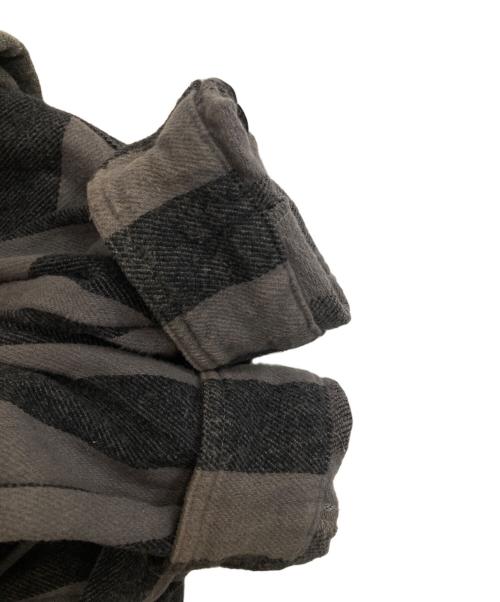 stussy（ステューシー）stussy (ステューシー) Hooded Flannel Shirt グレー サイズ:Mの古着・服飾アイテム