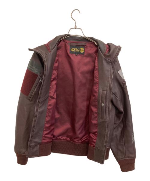 AVIREX（アヴィレックス）AVIREX (アヴィレックス) フーディレザージャケット ブラウン サイズ:Lの古着・服飾アイテム