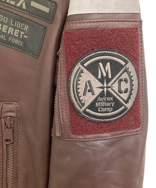 AVIREX（アヴィレックス）AVIREX (アヴィレックス) フーディレザージャケット ブラウン サイズ:Lの古着・服飾アイテム