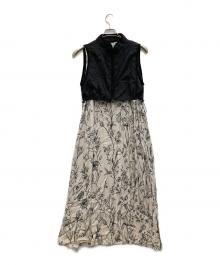 JEANASIS（ジーナシス）の古着「ナイロンベスト付花柄ノースリーブワンピース」｜アイボリー