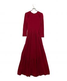 BORDERS at BALCONY（ボーダーズアットバルコニー）の古着「エルボーパッチジャージーマキシドレス」｜レッド