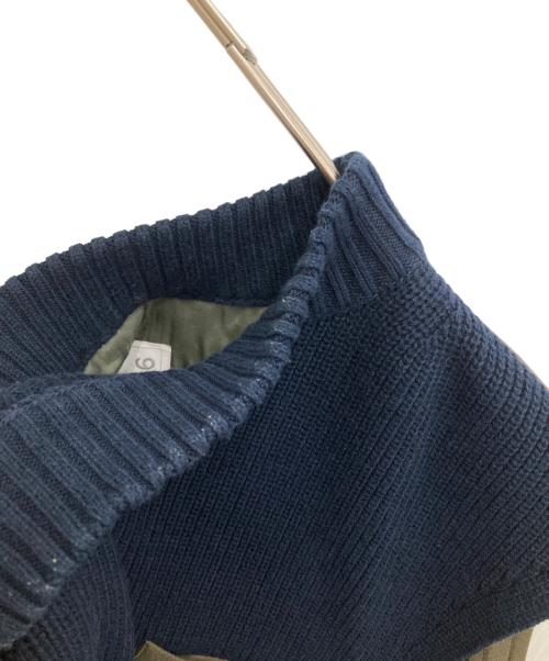 sacai（サカイ）sacai (サカイ) バックプリーツ ニット切替 プルオーバー オリーブ×ネイビー サイズ:1の古着・服飾アイテム