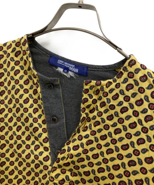 COMME des GARCONS JUNYA WATANABE MAN（コムデギャルソンジュンヤワタナベマン）COMME des GARCONS JUNYA WATANABE MAN (コムデギャルソンジュンヤワタナベマン) ヘンリーネックカットソー イエロー×グレー サイズ:Mの古着・服飾アイテム