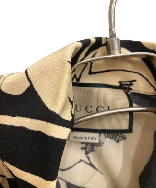 GUCCI（グッチ）GUCCI (グッチ) ポピープリントシルクシャツ ブラック サイズ:40の古着・服飾アイテム