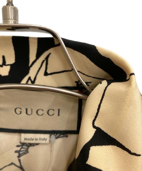 GUCCI（グッチ）GUCCI (グッチ) ポピープリントシルクシャツ ブラック サイズ:40の古着・服飾アイテム
