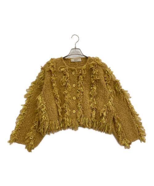SOLOV（ソルヴ）SOLOV (ソルヴ) モヘヤ混ニットカーディガン イエロー サイズ:Ｆの古着・服飾アイテム