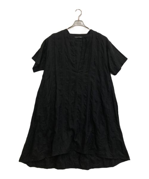 mizuiro-ind（ミズイロインド）mizuiro-ind (ミズイロインド) スキッパーリネンワンピース ブラック サイズ:Fの古着・服飾アイテム