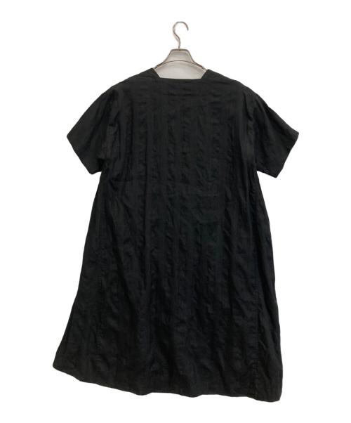 mizuiro-ind（ミズイロインド）mizuiro-ind (ミズイロインド) スキッパーリネンワンピース ブラック サイズ:Fの古着・服飾アイテム