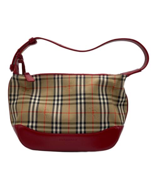 BURBERRY（バーバリー）BURBERRY (バーバリー) ノバチェックワンショルダーバッグ レッド×ブラウンの古着・服飾アイテム