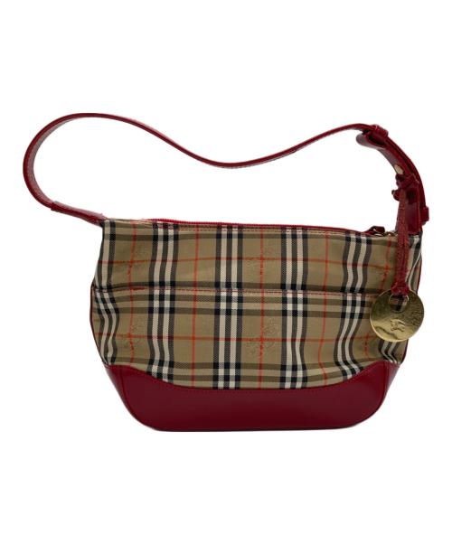 BURBERRY（バーバリー）BURBERRY (バーバリー) ノバチェックワンショルダーバッグ レッド×ブラウンの古着・服飾アイテム