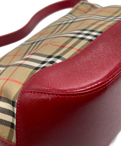 BURBERRY（バーバリー）BURBERRY (バーバリー) ノバチェックワンショルダーバッグ レッド×ブラウンの古着・服飾アイテム