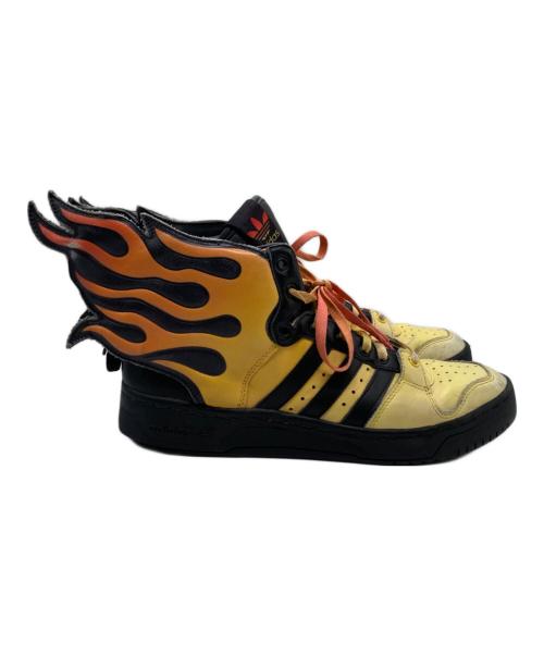 adidas（アディダス）adidas (アディダス) JEREMY SCOTT (ジェレミー スコット) WINGS 2.0 JS FLMS FLAMES/ハイカットスニーカー オレンジ×ブラック サイズ:26.5の古着・服飾アイテム
