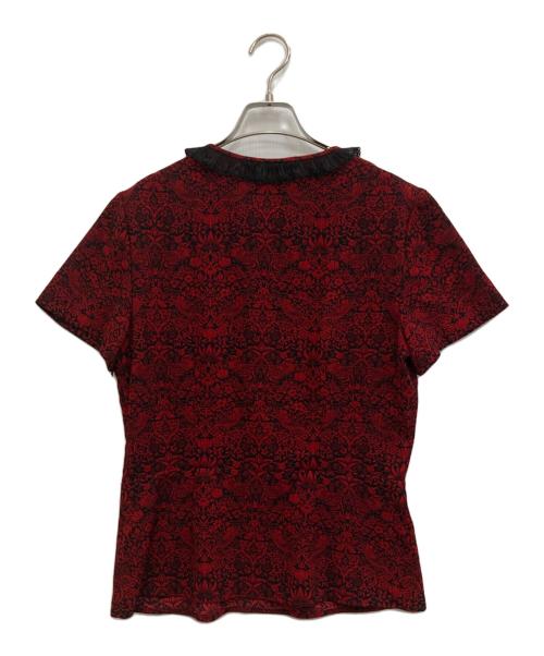Marc by Marc Jacobs（マークバイマークジェイコブス）Marc by Marc Jacobs (マークバイマークジェイコブス) フリルネックブラウス ブラック×レッド サイズ:Mの古着・服飾アイテム