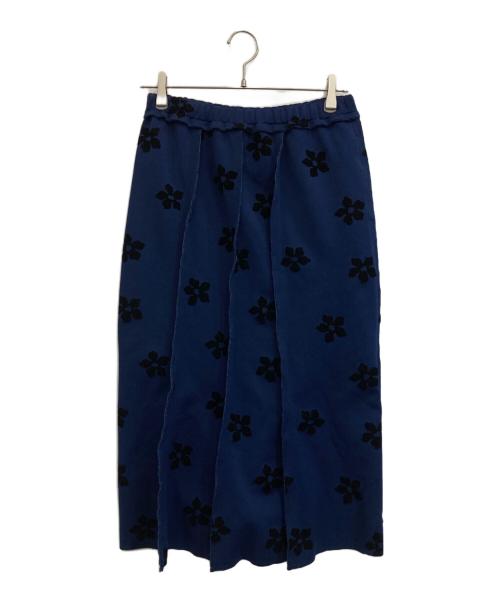 ROBE DE CHAMBRE COMME DES GARCONS（ローブドシャンブル コムデギャルソン）ROBE DE CHAMBRE COMME DES GARCONS (ローブドシャンブル コムデギャルソン) ベルベッドフラワースカート ブラック×ネイビー サイズ:-の古着・服飾アイテム