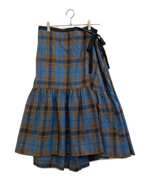 JUNYA  WATANABE COMME des GARCONS（ジュンヤワタナベ コムデギャルソン）JUNYA  WATANABE COMME des GARCONS (ジュンヤワタナベ コムデギャルソン) ラップスカート ブラウン×ブルー サイズ:不明の古着・服飾アイテム