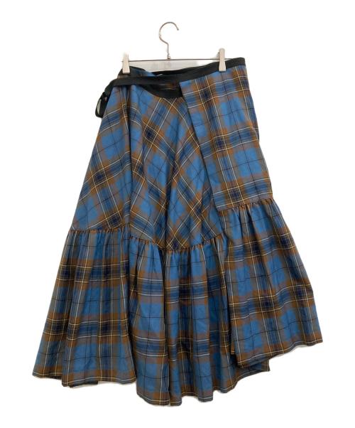 JUNYA  WATANABE COMME des GARCONS（ジュンヤワタナベ コムデギャルソン）JUNYA  WATANABE COMME des GARCONS (ジュンヤワタナベ コムデギャルソン) ラップスカート ブラウン×ブルー サイズ:不明の古着・服飾アイテム