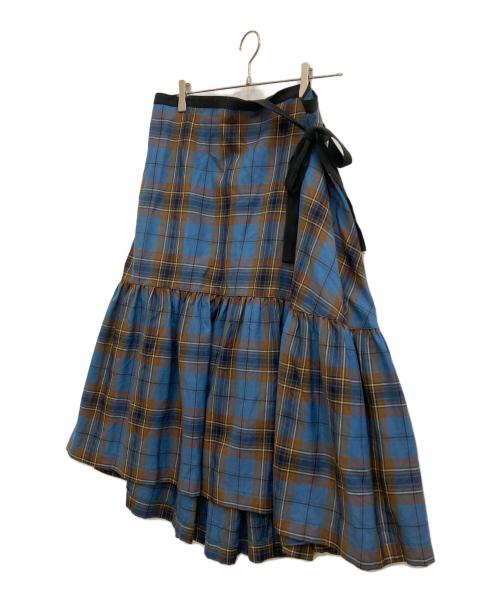 JUNYA  WATANABE COMME des GARCONS（ジュンヤワタナベ コムデギャルソン）JUNYA  WATANABE COMME des GARCONS (ジュンヤワタナベ コムデギャルソン) ラップスカート ブラウン×ブルー サイズ:不明の古着・服飾アイテム