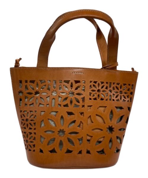 genten（ゲンテン）genten (ゲンテン) マルチカットワークハンドバッグ ブラウンの古着・服飾アイテム