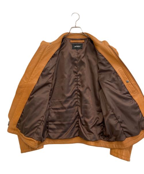 AVIREX（アヴィレックス）AVIREX (アヴィレックス) シングルライダースジャケット ブラウン サイズ:2XLの古着・服飾アイテム