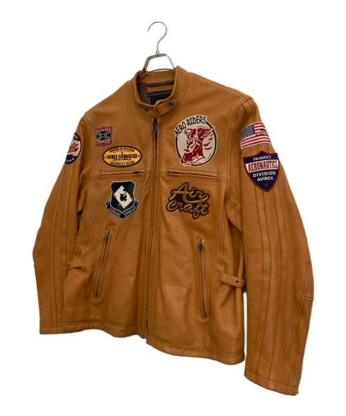 AVIREX（アヴィレックス）AVIREX (アヴィレックス) シングルライダースジャケット ブラウン サイズ:2XLの古着・服飾アイテム