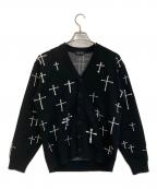 lastnestラストネスト）の古着「クロスニットカーディガン」｜ブラック