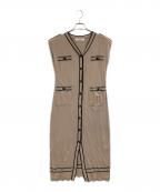 HER LIP TOハーリップトゥ）の古着「Two-Tone Belted Long Cardigan」｜ベージュ