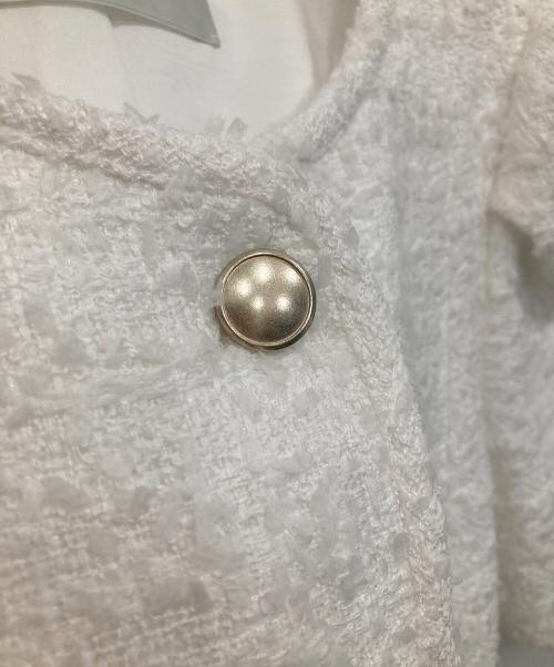 CELFORD（セルフォード）CELFORD (セルフォード) ファンシーツイードペプラムジャケット ホワイト サイズ:36の古着・服飾アイテム