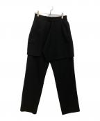 MANOFマノフ）の古着「WRAP LAYERED PANTS」｜ブラック