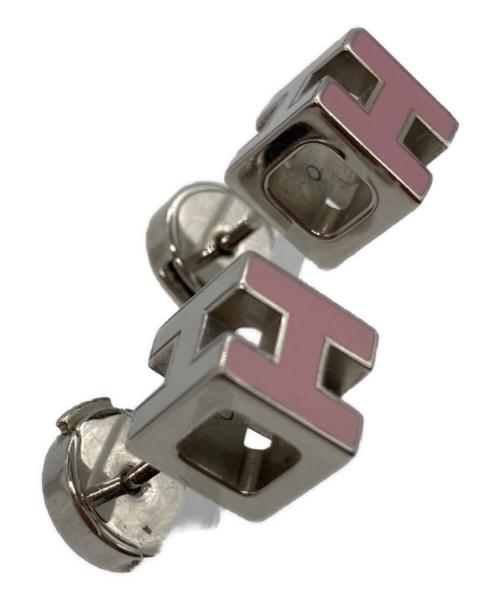 HERMES（エルメス）HERMES (エルメス) Hキューブピアス ピンク×シルバーの古着・服飾アイテム