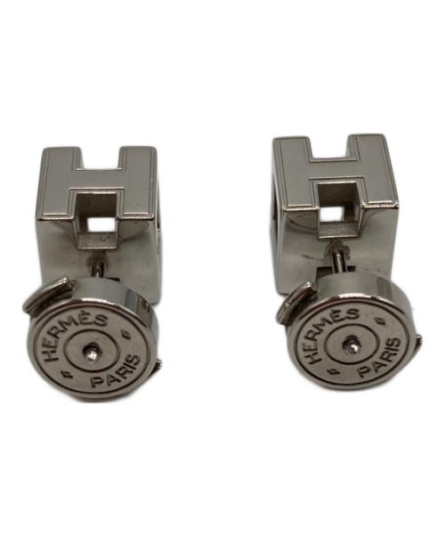 HERMES（エルメス）HERMES (エルメス) Hキューブピアス ピンク×シルバーの古着・服飾アイテム