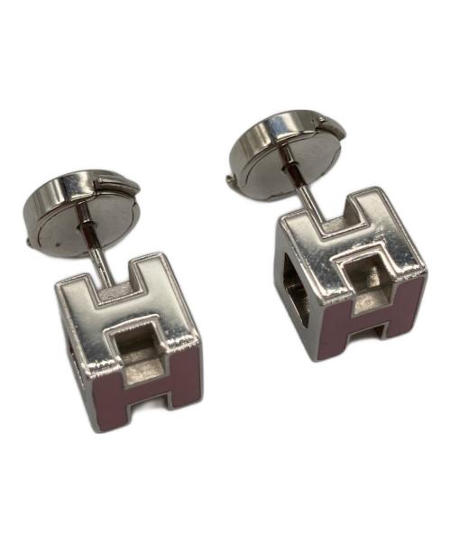 HERMES（エルメス）HERMES (エルメス) Hキューブピアス ピンク×シルバーの古着・服飾アイテム