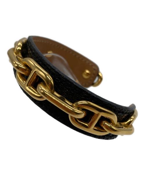HERMES（エルメス）HERMES (エルメス) レガートGPバングル ブラック×ゴールドの古着・服飾アイテム