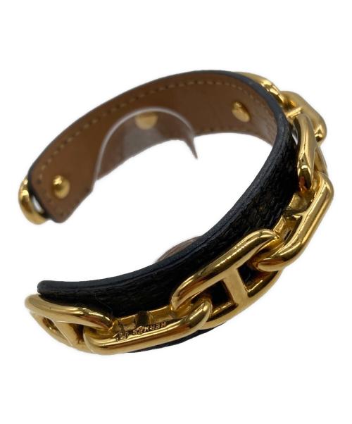 HERMES（エルメス）HERMES (エルメス) レガートGPバングル ブラック×ゴールドの古着・服飾アイテム