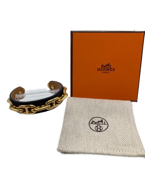 HERMES（エルメス）HERMES (エルメス) レガートGPバングル ブラック×ゴールドの古着・服飾アイテム