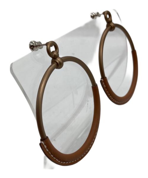 HERMES（エルメス）HERMES (エルメス) ループピアス ブラウンの古着・服飾アイテム