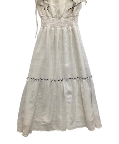 JILL BY JILLSTUART（ジル バイ ジルスチュアート）JILL BY JILLSTUART (ジル バイ ジルスチュアート) シアーチェックボリュームフリルワンピース ホワイト サイズ:Fの古着・服飾アイテム