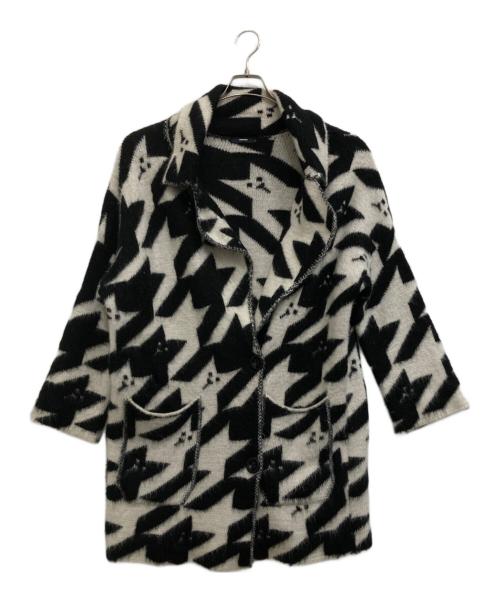 DIESEL（ディーゼル）DIESEL (ディーゼル) モヘヤ混ニットコート ホワイト×ブラック サイズ:-の古着・服飾アイテム