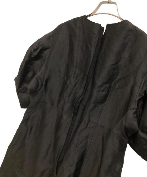 BLAMINK（ブラミンク）BLAMINK (ブラミンク) リネンシルクタックスリーヴワンピース ブラック サイズ:36の古着・服飾アイテム