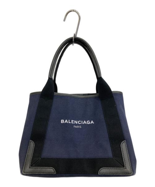BALENCIAGA（バレンシアガ）BALENCIAGA (バレンシアガ) NAVY CABAS S トートバッグ ネイビー×ブラックの古着・服飾アイテム