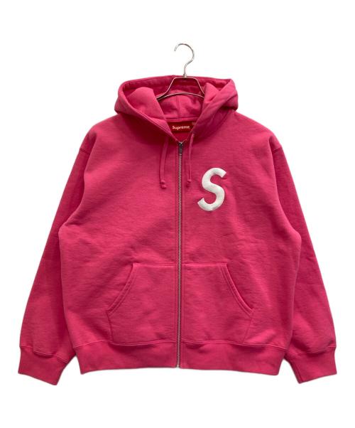 SUPREME（シュプリーム）Supreme (シュプリーム) S Logo Zip Uphooded Sweatshirt ショッキングピンク サイズ:Mの古着・服飾アイテム