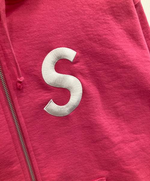 SUPREME（シュプリーム）Supreme (シュプリーム) S Logo Zip Uphooded Sweatshirt ショッキングピンク サイズ:Mの古着・服飾アイテム