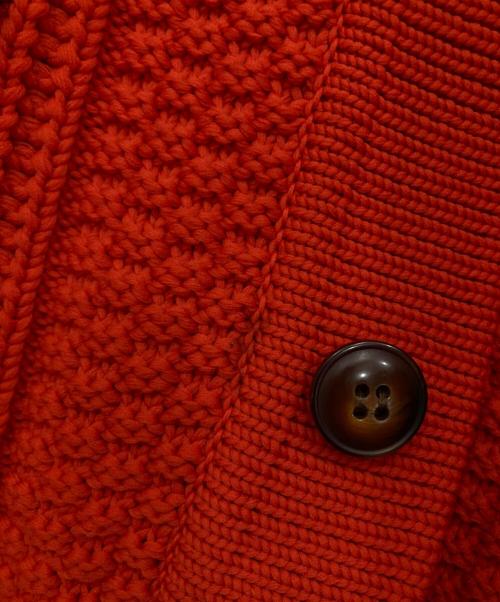 EDIFICE（エディフィス）EDIFICE (エディフィス) 襟付きニットカーディガン オレンジ サイズ:Lの古着・服飾アイテム