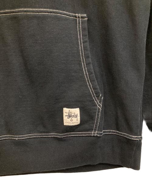 stussy（ステューシー）stussy (ステューシー) Contrast Stitch Label Pullover Hoodie ブラック サイズ:Ｌの古着・服飾アイテム