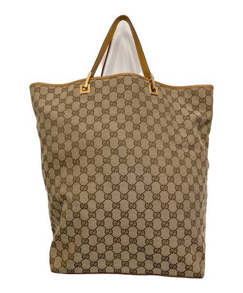 GUCCI（グッチ）GUCCI (グッチ) GGキャンバストートバッグ ブラウンの古着・服飾アイテム