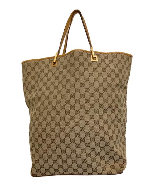GUCCI（グッチ）GUCCI (グッチ) GGキャンバストートバッグ ブラウンの古着・服飾アイテム