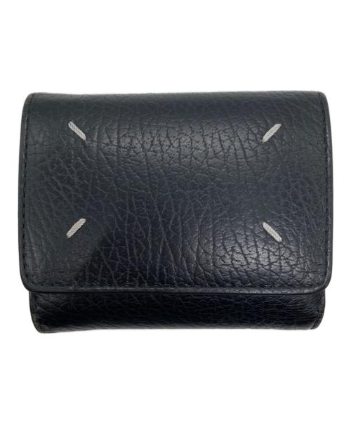 Maison Margiela（メゾンマルジェラ）Maison Margiela (メゾンマルジェラ) グレインレザースリーフォールドウォレット ブラックの古着・服飾アイテム