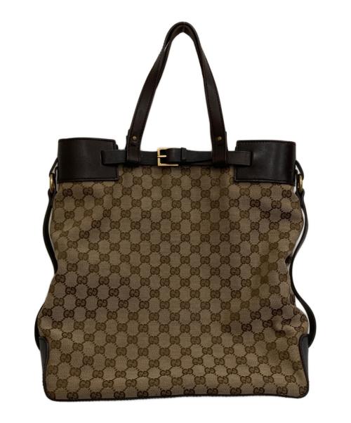 GUCCI（グッチ）GUCCI (グッチ) GGキャンバストートバッグ ブラウンの古着・服飾アイテム